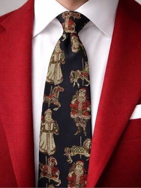 Robert Talbott For Ashie’s Holiday Christmas Hand Printed In Italy Silk Tie NEW